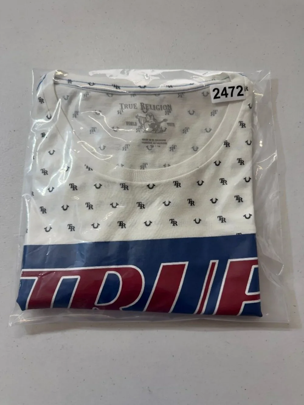 True Religion Men’s White Logo Monogram Graphic Cotton T-Shirt Size XL